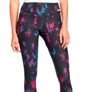 Adidas Womens XL, BLACK, w/FUCHSIA and TURQUOISE GRAPHICS PERFORMANCE LEGGINGS